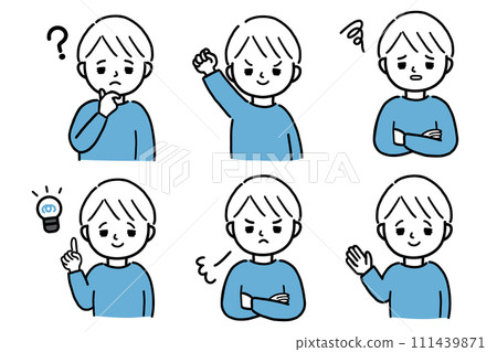 年輕男性臉部表情變化集 111439871