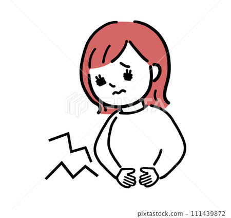 一個胃痛的女人的上半身插圖 一個胃痛的女人的上半身插圖 111439872