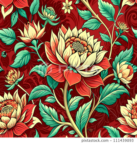 vintage floral seamless pattern with flowers vintage floral seamless pattern with flowers 111439893