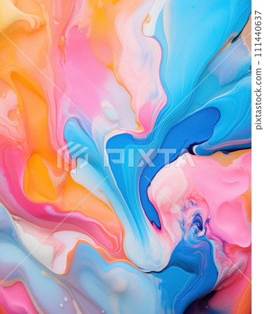 Captivating abstract acrylic paint background with dynamic spots, stains, and textures, forming a visually stunning artistic composition 111440637