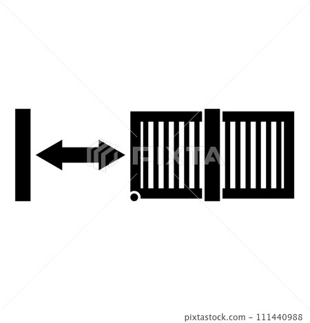 Sliding gates automatic lattice fence system entry enclosure icon black color vector illustration image flat style 111440988