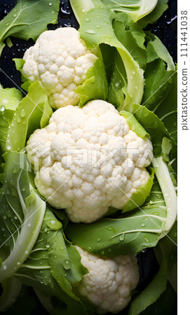 AI-generated content. Food background - cauliflower background, top view 111441038