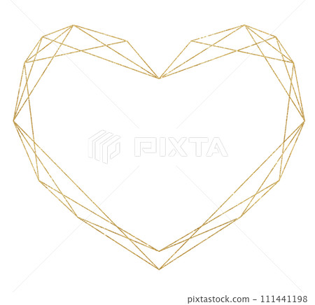 Golden geometric Heart frame, valentines or wedding isolated illustration Golden geometric Heart frame, valentines or wedding isolated illustration 111441198
