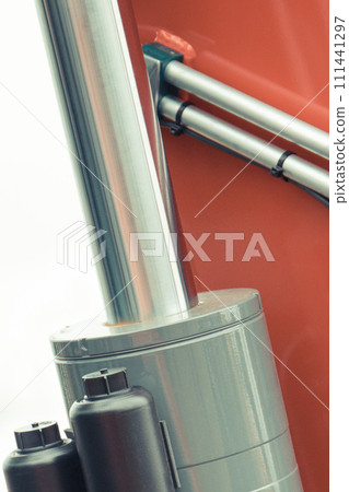 Grey piston or actuator as part of pneumatic or hydraulic machine. Technology Grey piston or actuator as part of pneumatic or hydraulic machine. Technology 111441297