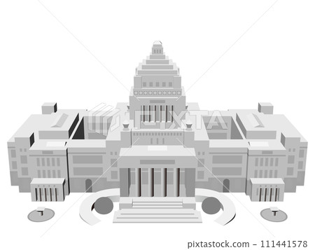 Deformed white National Diet building Japan vector illustration 111441578