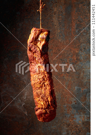 Homemade smoked pork ribs. 111442451