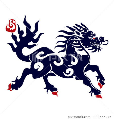 Kirin or Qilin Dragon is a vector mythical Asian brand logo for corporate identity. In the style of traditional illustration. Kirin or Qilin Dragon is a vector mythical Asian brand logo for corporate identity. In the style of traditional illustration. 111443276
