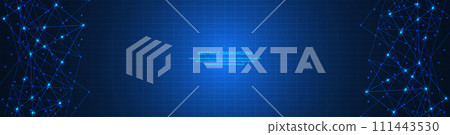 Abstract technology background of global network connection and communication with connecting the dots and lines for banner design or header. Vector illustration Abstract technology background of global network connection and communication with connecting the dots and lines for banner design or header. Vector illustration 111443530