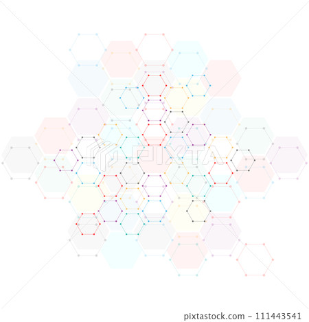 Abstract background with geometric shapes and hexagon pattern. Vector illustration 111443541