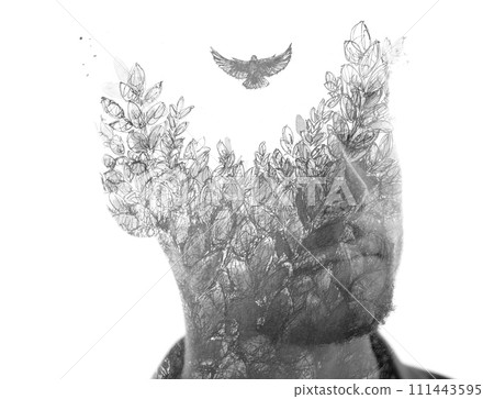 A double exposure paintography portrait with a concept A double exposure paintography portrait with a concept 111443595