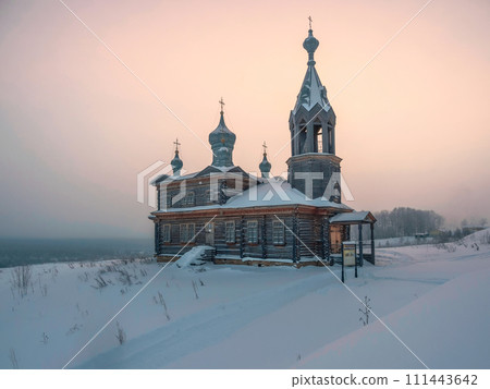 Cool winter Cherdyn, Trinity settlement, Cherdyn wooden Kremlin. Russia. Cool winter Cherdyn, Trinity settlement, Cherdyn wooden Kremlin. Russia. 111443642