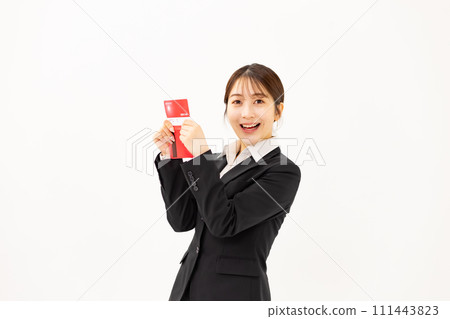 Young woman business 20s bankbook 111443823