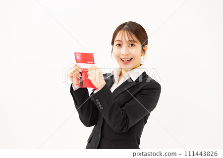 Young woman business 20s bankbook 111443826