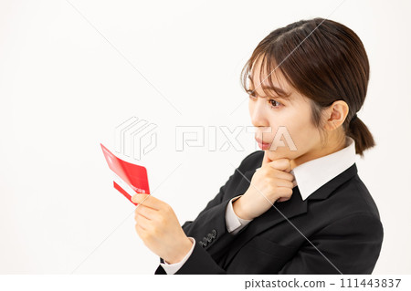 Young woman business 20s bankbook Young woman business 20s bankbook 111443837