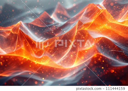 AI-generated content. Computer Generated Image of a Roaring Fire Wave. Generative AI. 111444159