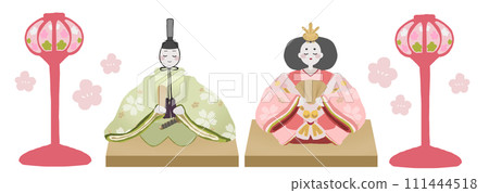 柔和的色彩 Hina 娃娃的插圖 柔和的色彩 Hina 娃娃的插圖 111444518