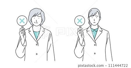 Illustration of a woman wearing a white coat 111444722