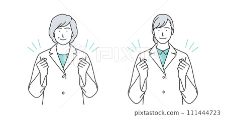 Illustration of a woman wearing a white coat Illustration of a woman wearing a white coat 111444723