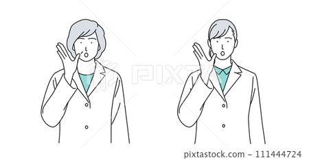 Illustration of a woman wearing a white coat Illustration of a woman wearing a white coat 111444724