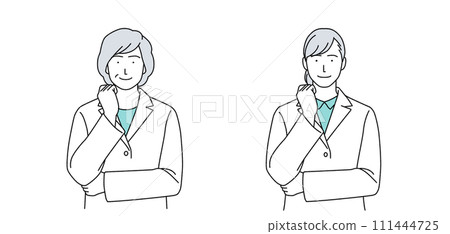 穿著白大褂的女人插畫 穿著白大褂的女人插畫 111444725