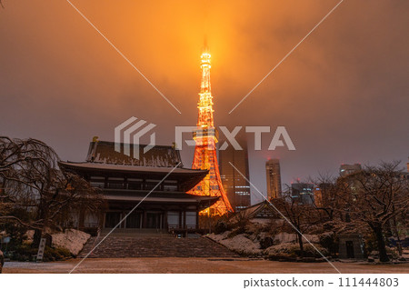 [Tokyo] Snowy Tokyo Tower and Zojoji Temple - Heavy snow in Tokyo on February 5, 2024 111444803