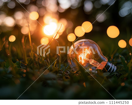 AI-generated content. Eco bulb a concept of eco sustainability, alternative green clean energy and clean environment 111445250