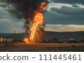 Oilfield Explosions. Oil and Gas Wells fire. Accident Oil Well Work. 111445461