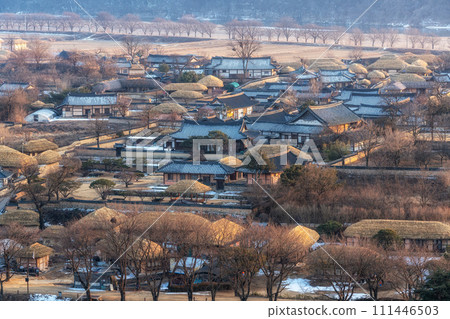 Andong Hahoe Folk Village viewed from above 111446503