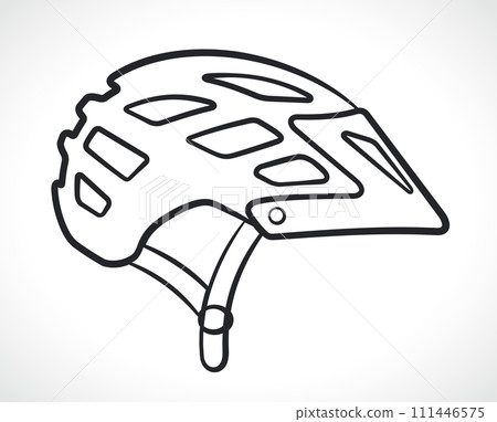 bike helmet black contour isolated 111446575