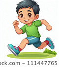 cute happy smiling little boy jumping on 111447765