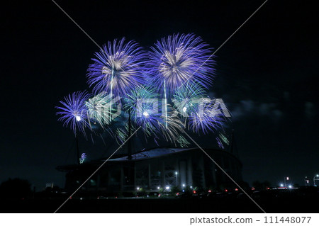 夏日夜空中飛翔的絢麗煙花(愛知縣豐田市豐田體育場豐田奧伊登祭) 夏日夜空中飛翔的絢麗煙花(愛知縣豐田市豐田體育場豐田奧伊登祭) 111448077