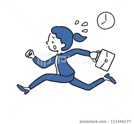 Working woman running in a panic Working woman running in a panic 111448277