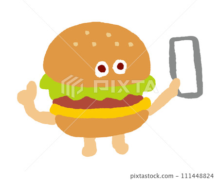 Cute hamburger character with clear eyes and no main line Cute hamburger character with clear eyes and no main line 111448824