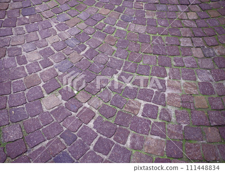 Northern Italian town cobblestone sidewalk square 111448834