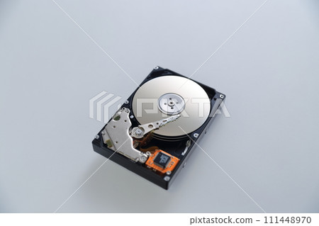 Contents of a disassembled hard disk drive (HDD) 111448970