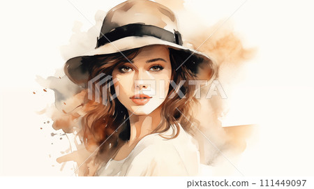 手绘时尚漂亮的女人插画 111449097