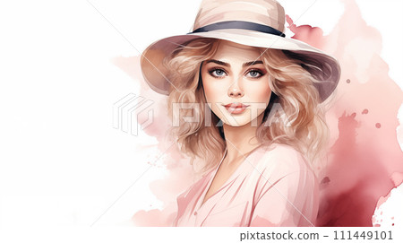 手绘时尚漂亮的女人插画 111449101