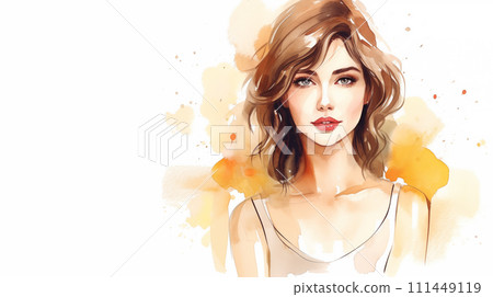 手绘时尚漂亮的女人插画 111449119