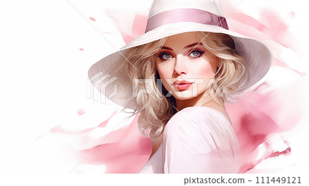 手绘时尚漂亮的女人插画 111449121