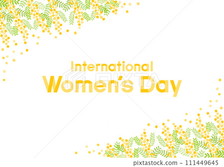 國際婦女節插畫與含羞草花框 國際婦女節插畫與含羞草花框 111449645