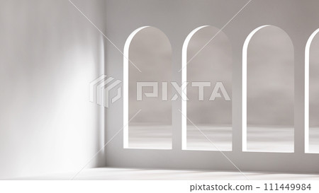 抽象白色 3D 空間。白色背景 111449984