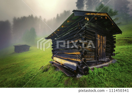 Wooden hayloft in the Stubai Alps Wooden hayloft in the Stubai Alps 111450341
