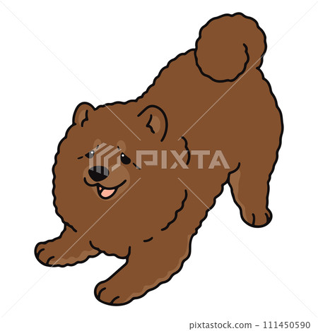 A simple and cute hand-drawn illustration of a chow chow that invites you to play, with main lines A simple and cute hand-drawn illustration of a chow chow that invites you to play, with main lines 111450590