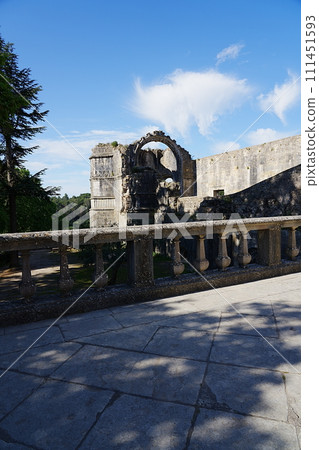 Courtyard at convent of Christ in European TOMAR city at Santarem district in PORTUGAL - vertical 111451593