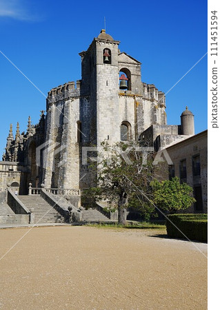 Templar church in European TOMAR city at Santarem district of PORTUGAL - vertical Templar church in European TOMAR city at Santarem district of PORTUGAL - vertical 111451594