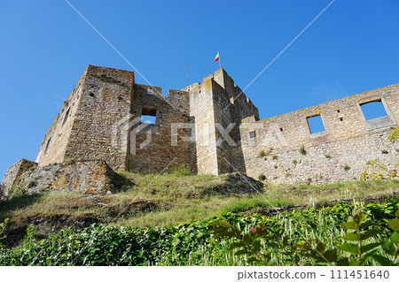 Castle walls of convent of Christ in European TOMAR city at Santarem district of PORTUGAL Castle walls of convent of Christ in European TOMAR city at Santarem district of PORTUGAL 111451640