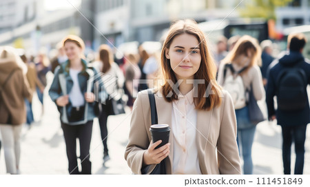 AI-generated content. Group of People Walking Down a Busy Street AI-generated content. Group of People Walking Down a Busy Street 111451849