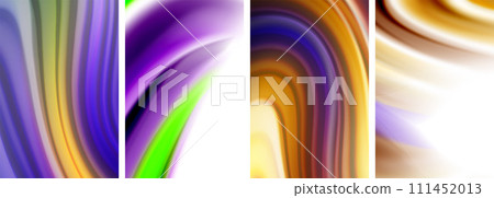 Rainbow color liquid. Wave lines poster set for wallpaper, business card, cover, poster, banner, brochure, header, website Rainbow color liquid. Wave lines poster set for wallpaper, business card, cover, poster, banner, brochure, header, website 111452013