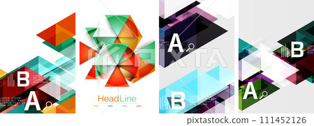Set of triangle pattern poster backgrounds. Vector illustration For Wallpaper, Banner, Background, Card, Book Illustration, landing page 111452126