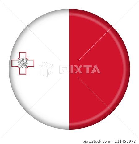 Malta flag button 3d illustration with clipping path 111452978